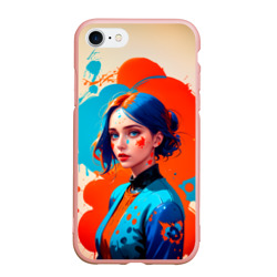 Чехол для iPhone 7/8 матовый Девушка в брызгах краски
