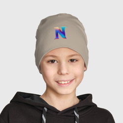 Детская шапка демисезонная Буква N градиент - нейросеть - фото 2
