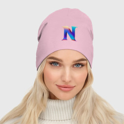 Женская шапка демисезонная Буква N градиент - нейросеть - фото 2