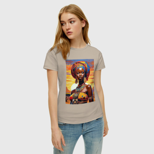 Женская футболка хлопок с принтом Знойная Африка, фото на моделе #1