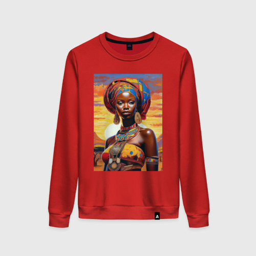 Женский свитшот хлопок с принтом Знойная Африка, вид спереди #2