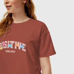 Женская футболка хлопок Oversize Positive vibes only - фото 2