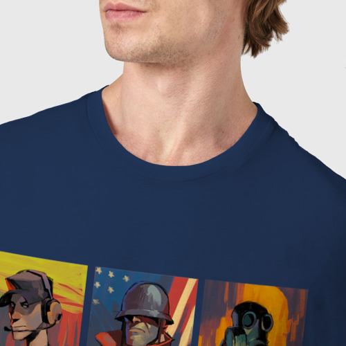 Мужская футболка хлопок Team fortress 2 - портреты персонажей, цвет темно-синий - фото 6