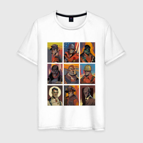 Мужская футболка из хлопка с принтом Team fortress 2 - портреты персонажей, вид спереди №1