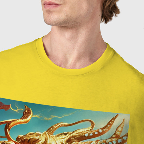 Мужская футболка хлопок с принтом Дракон из под небесной, фото #4