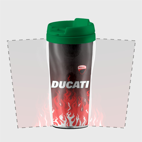 Термокружка-непроливайка Ducati - красное пламя, цвет зеленый - фото 2