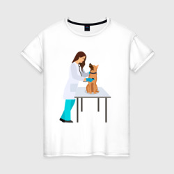 Врач и собака – Женская футболка хлопок с принтом купить со скидкой в -20%
