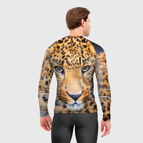 Мужской рашгард 3D с принтом Дальневосточный леопард, вид сзади #2