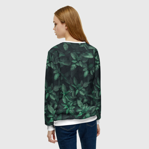 Женский свитшот 3D Темно зеленые листья - паттерн, цвет 3D печать - фото 4