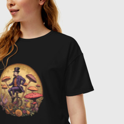 Женская футболка хлопок Oversize Джентельмен и грибы - фото 2