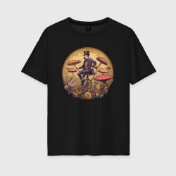 Женская футболка хлопок Oversize Джентельмен и грибы