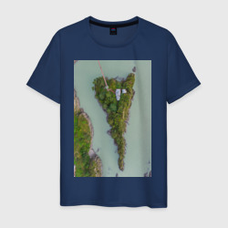 Мужская футболка хлопок Пейзажи России: Остров Патмос в Горном Алтае