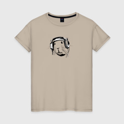 Свинка в наушниках – Женская футболка хлопок с принтом купить со скидкой в -20%