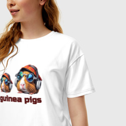 Женская футболка хлопок Oversize Морские свинки - фото 2