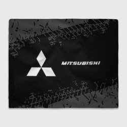 Mitsubishi Speed на темном фоне со следами шин: надпись и символ – Плед 3D с принтом купить со скидкой в -14%