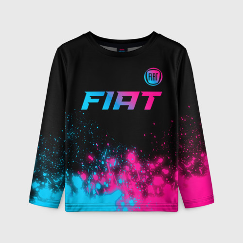 Детский лонгслив 3D Fiat - neon gradient: символ сверху, цвет 3D печать