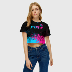 Женская футболка Crop-top 3D Fiat - neon gradient: символ сверху - фото 2