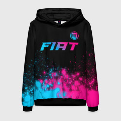 Мужская толстовка 3D Fiat - neon gradient: символ сверху