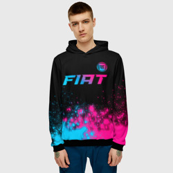 Мужская толстовка 3D Fiat - neon gradient: символ сверху - фото 2