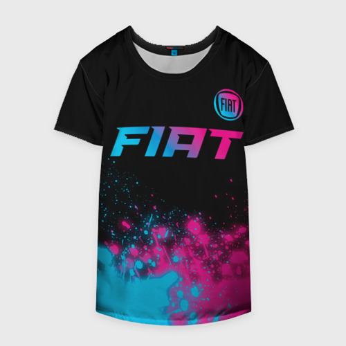 Накидка на куртку 3D Fiat - neon gradient: символ сверху, цвет 3D печать - фото 4