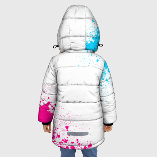 Зимняя куртка для девочек 3D Ford neon gradient style: надпись, символ, цвет черный - фото 4