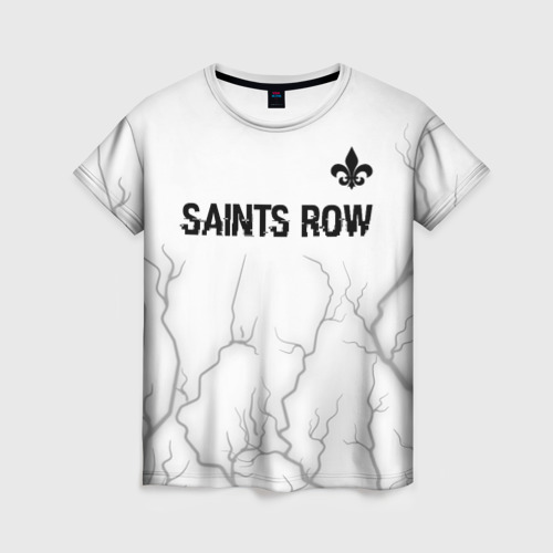 Женская футболка 3D с принтом Saints Row glitch на светлом фоне: символ сверху, вид спереди #2