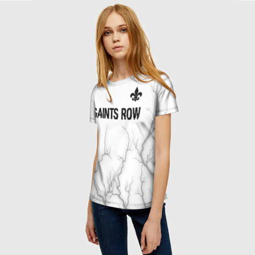 Женская футболка 3D с принтом Saints Row glitch на светлом фоне: символ сверху, фото на моделе #1