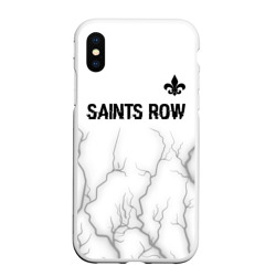 Чехол для iPhone XS Max матовый Saints Row glitch на светлом фоне: символ сверху