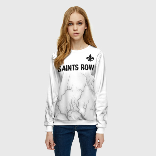 Женский свитшот 3D Saints Row glitch на светлом фоне: символ сверху, цвет 3D печать - фото 3