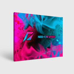 Холст прямоугольный Need for Speed - neon gradient: надпись и символ