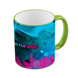 Кружка с полной запечаткой Need for Speed - neon gradient: надпись и символ