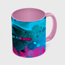 Кружка с полной запечаткой Need for Speed - neon gradient: надпись и символ