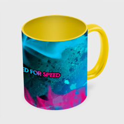 Кружка с полной запечаткой Need for Speed - neon gradient: надпись и символ
