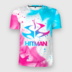 Мужская футболка 3D Slim Hitman neon gradient style