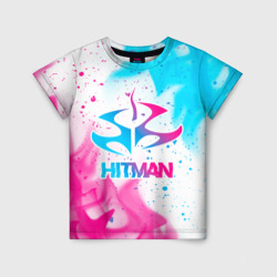 Детская футболка 3D Hitman neon gradient style