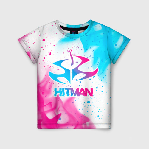 Детская футболка 3D Hitman neon gradient style, цвет 3D печать