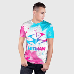 Мужская футболка 3D Slim Hitman neon gradient style - фото 2