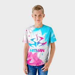 Детская футболка 3D Hitman neon gradient style - фото 2