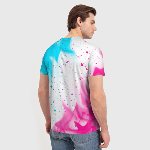 Мужская футболка 3D с принтом Hitman neon gradient style, вид сзади #2
