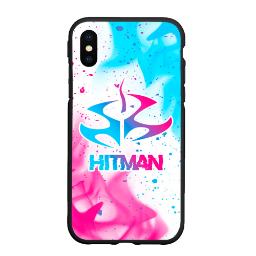 Чехол для iPhone XS Max матовый Hitman neon gradient style