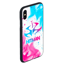 Чехол для iPhone XS Max матовый Hitman neon gradient style - фото 2