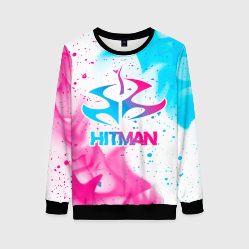 Женский свитшот 3D Hitman neon gradient style, цвет 3D печать