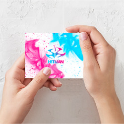 Поздравительная открытка Hitman neon gradient style - фото 2