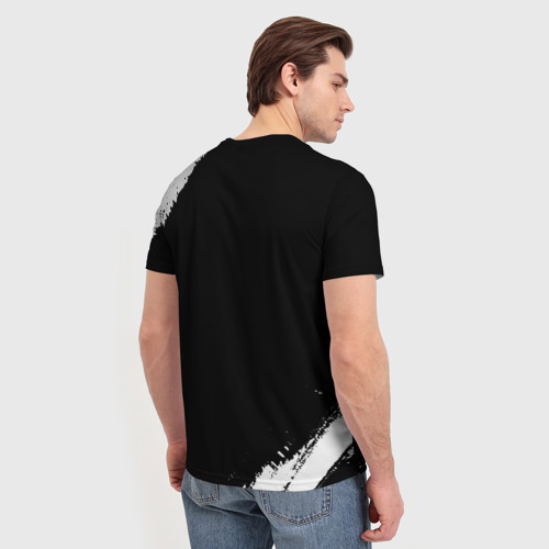 Мужская футболка 3D с принтом Бариста из России и герб РФ, вид сзади #2