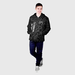 Мужская куртка 3D Arctic Monkeys glitch на темном фоне: надпись, символ - фото 2