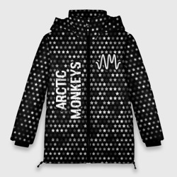 Женская зимняя куртка Oversize Arctic Monkeys glitch на темном фоне: надпись, символ