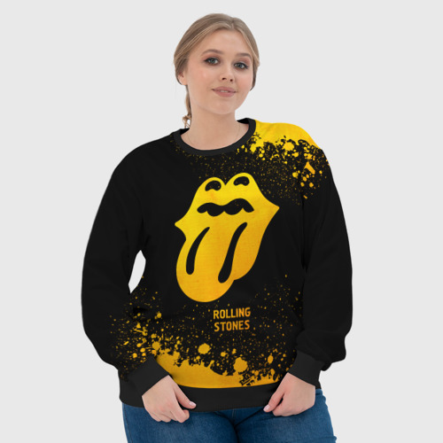 Женский свитшот 3D Rolling Stones - gold gradient, цвет 3D печать - фото 6