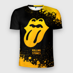 Мужская футболка 3D Slim Rolling Stones - gold gradient