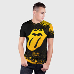 Мужская футболка 3D Slim Rolling Stones - gold gradient - фото 2