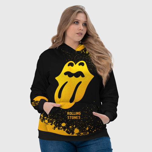 Женская толстовка 3D Rolling Stones - gold gradient, цвет 3D печать - фото 6